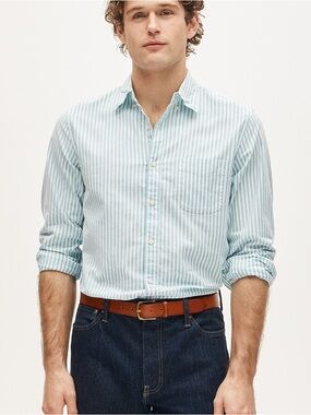 J.Crew Broken-In Oxford Shirt Slim Fit Blue Stripe Organic Cotton Men’s L